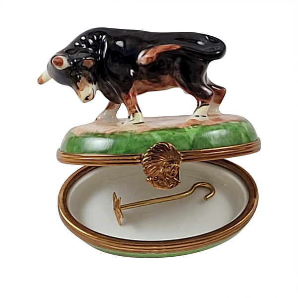Load image into Gallery viewer, Rochard &quot;Bull with Branding Iron&quot; Limoges Box

