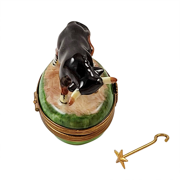 Load image into Gallery viewer, Rochard &quot;Bull with Branding Iron&quot; Limoges Box

