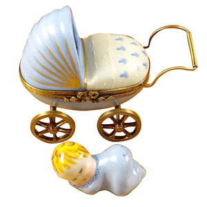 Rochard "Blue Baby Carriage" Limoges Box