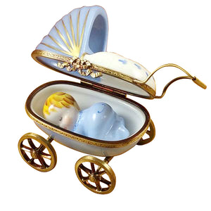 Rochard "Blue Baby Carriage" Limoges Box