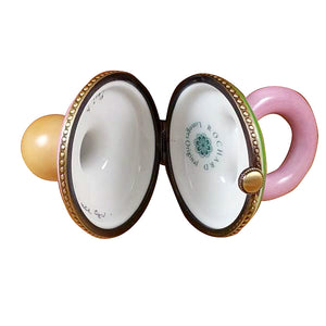 Rochard "Pacifier with Rabbits - Pink" Limoges Box