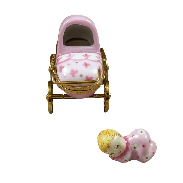 Load image into Gallery viewer, Rochard &quot;Pink Baby Carriage&quot; Limoges Box
