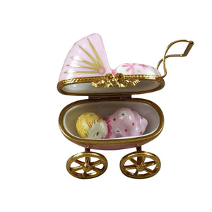 Rochard "Pink Baby Carriage" Limoges Box