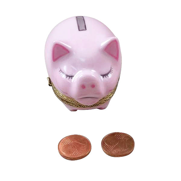 Load image into Gallery viewer, Rochard &quot;Piggy Bank with Slot and Removable Coin&quot; Limoges Box

