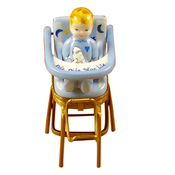 Load image into Gallery viewer, Rochard &quot;Baby High Chair Blue&quot; Limoges Box
