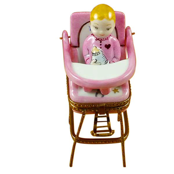 Load image into Gallery viewer, Rochard &quot;Baby High Chair - Pink&quot; Limoges Box
