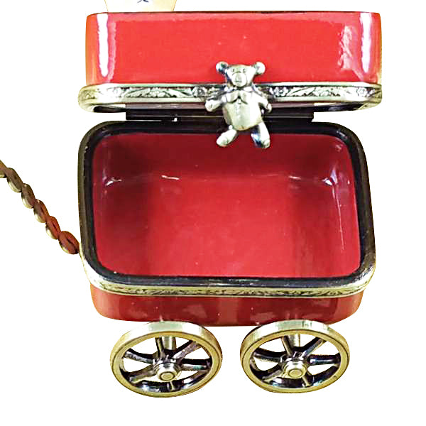 Load image into Gallery viewer, Rochard &quot;Red Wagon with Bear&quot; Limoges Box
