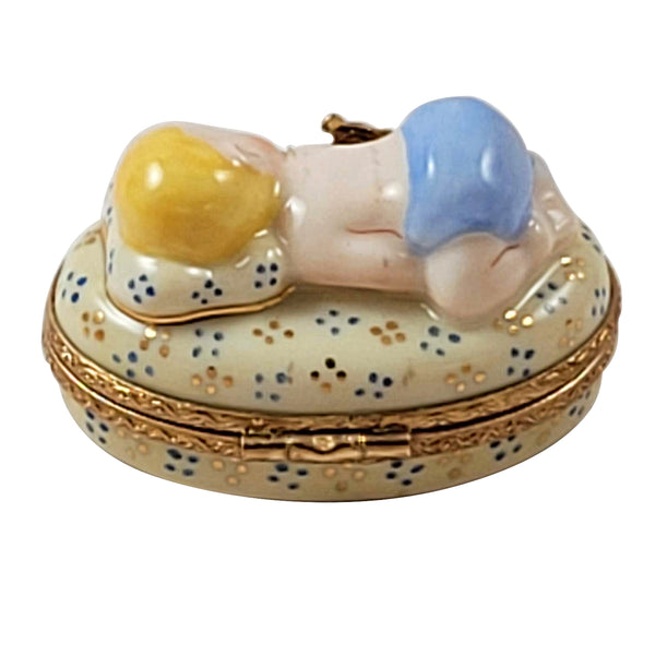 Load image into Gallery viewer, Rochard &quot;Blue Baby Sleeping&quot; Limoges Box
