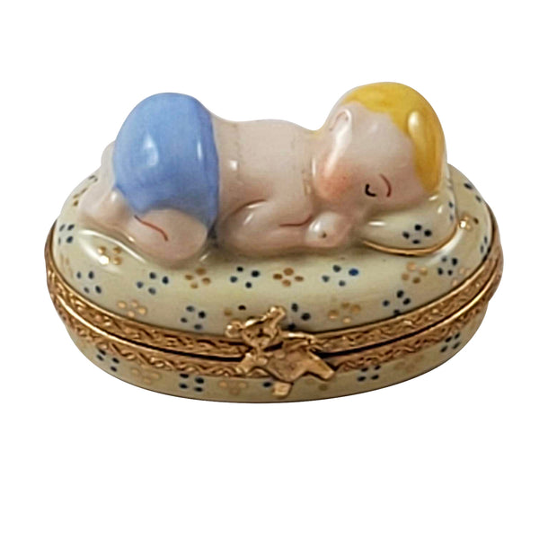 Load image into Gallery viewer, Rochard &quot;Blue Baby Sleeping&quot; Limoges Box
