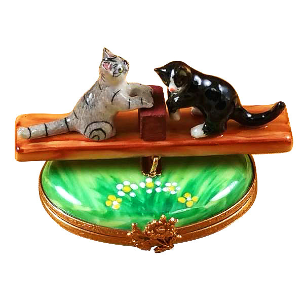 Load image into Gallery viewer, Rochard &quot;See Saw Cats&quot; Limoges Box
