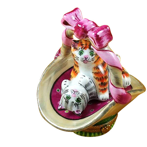 Load image into Gallery viewer, Rochard &quot;Two Cats in Basket&quot; Limoges Box
