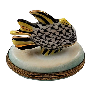 Black, White and Yellow Fish Limoges Box