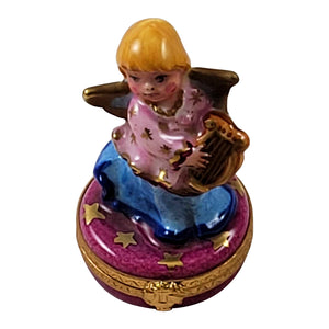Angel on Pink Base with Lyre Limoges Box