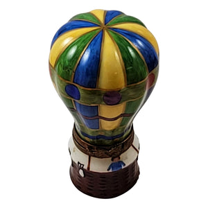 Green, Blue and Yellow Hot Air Balloon Limoges Box
