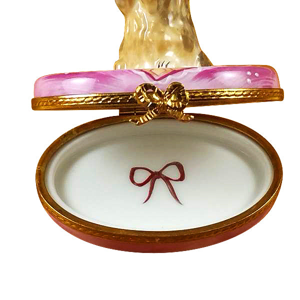 Load image into Gallery viewer, Rochard &quot;Yorkie on Pink Base&quot; Limoges Box
