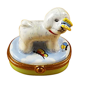 Rochard "Bichon Frise with Butterfly" Limoges Box