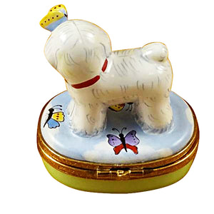 Rochard "Bichon Frise with Butterfly" Limoges Box