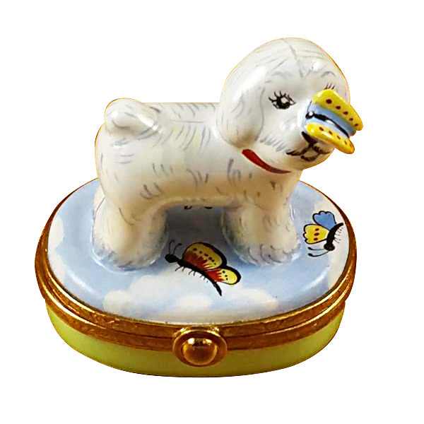Load image into Gallery viewer, Rochard &quot;Bichon Frise with Butterfly&quot; Limoges Box
