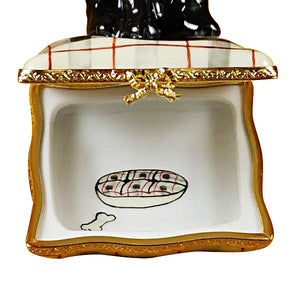 Rochard "Schnauzer on Plaid Pillow" Limoges Box