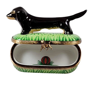 Rochard "Black & Tan Dachshund" Limoges Box