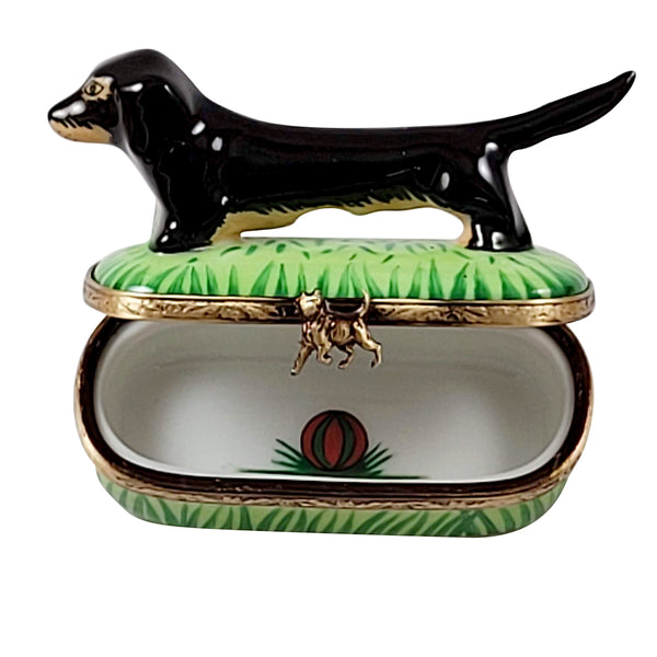 Load image into Gallery viewer, Rochard &quot;Black &amp; Tan Dachshund&quot; Limoges Box
