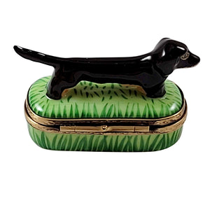 Rochard "Black & Tan Dachshund" Limoges Box