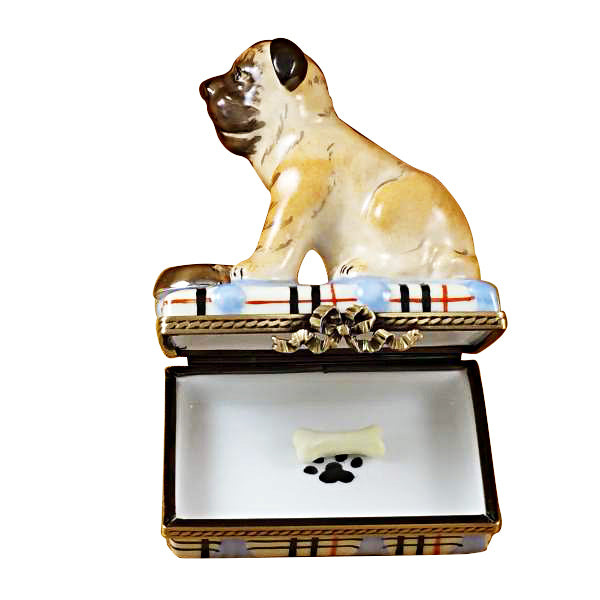 Load image into Gallery viewer, Rochard "Pug with Spilt Water &amp; Removable Bone" Limoges Box
