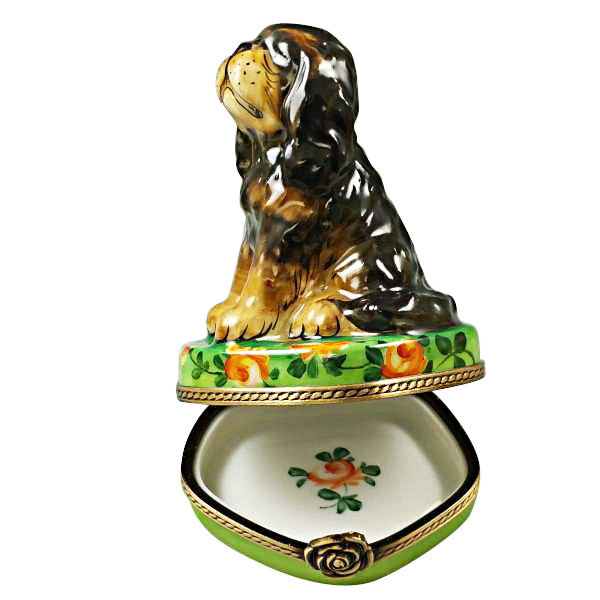 Load image into Gallery viewer, Rochard &quot;Black and Tan King Charles Spaniel&quot; Limoges Box
