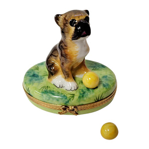 Rochard "Boxer on Grass with Removable Ball" Limoges Box