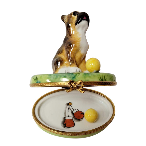 Load image into Gallery viewer, Rochard &quot;Boxer on Grass with Removable Ball&quot; Limoges Box
