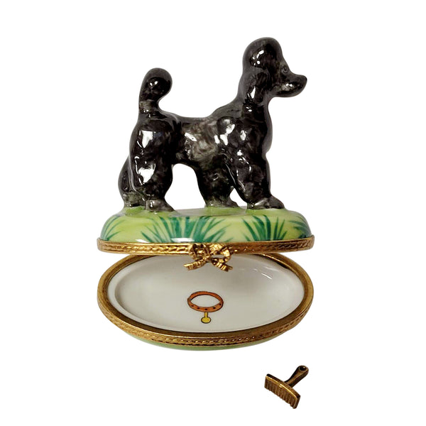 Load image into Gallery viewer, Rochard &quot;Black Poodle with Removable Grooming Tool&quot; Limoges Box

