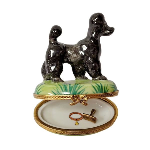 Load image into Gallery viewer, Rochard &quot;Black Poodle with Removable Grooming Tool&quot; Limoges Box
