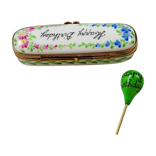 Load image into Gallery viewer, Rochard &quot;Oblong Happy Birthday Box with Removable &quot;Happy Birthday&quot; Balloon&quot; Limoges Box
