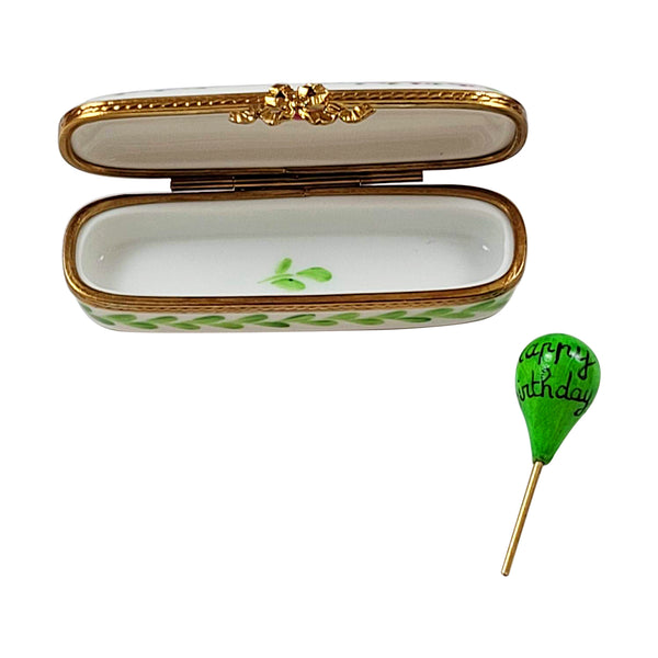 Load image into Gallery viewer, Rochard &quot;Oblong Happy Birthday Box with Removable &quot;Happy Birthday&quot; Balloon&quot; Limoges Box
