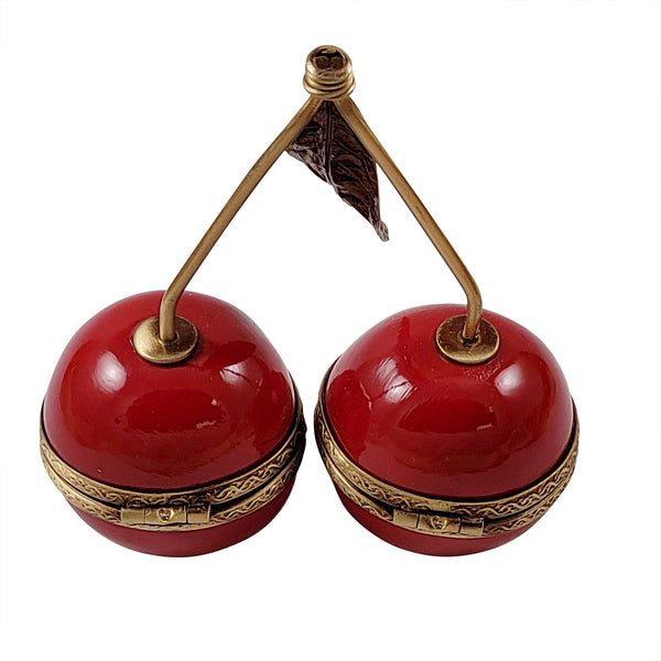Load image into Gallery viewer, Rochard &quot;Two Cherries with Brass Stems&quot; Limoges Box
