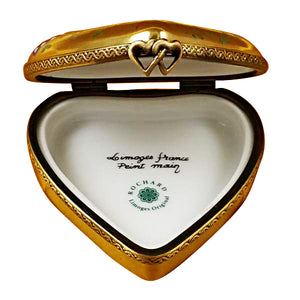 Rochard "Heart - Butterfly on Gold Base" Limoges Box