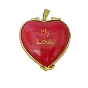 Rochard "Red "MY LOVE" Heart with Pendant" Limoges Box