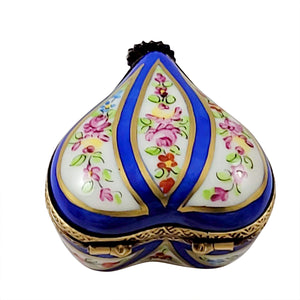 Rochard "Blue Striped Heart" Limoges Box