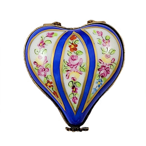Rochard "Blue Striped Heart" Limoges Box