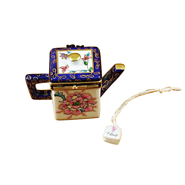 Load image into Gallery viewer, Rochard &quot;Square Teapot with Blue Spout &amp; Handle&quot; Limoges Box
