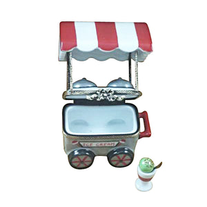 Rochard "Ice Cream Cart with Removable Ice Cream Cup with Spoon" Limoges Box