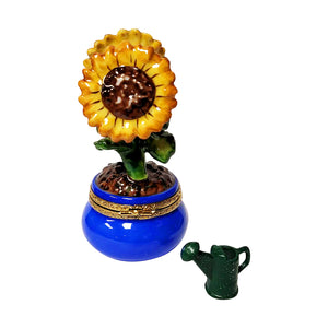 Rochard "Sunflowers in a Pot with Removable Watering Can" Limoges Box