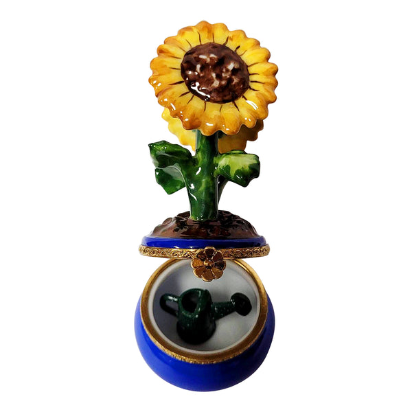 Load image into Gallery viewer, Rochard &quot;Sunflowers in a Pot with Removable Watering Can&quot; Limoges Box
