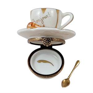 Rochard "Coffee Cup with Croissant & Spoon" Limoges Box