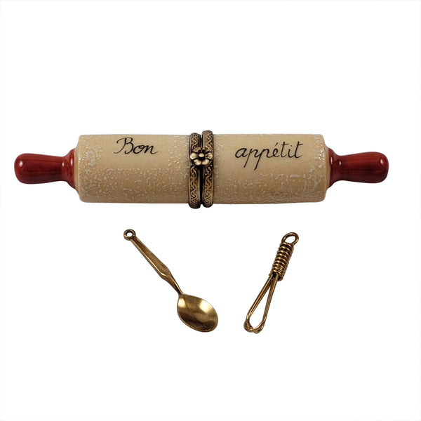 Load image into Gallery viewer, Rochard &quot;Rolling Pin with Brass Whisk and Spoon&quot; Limoges Box
