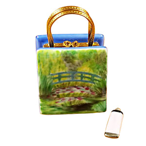 Rochard "Monet Bag with Bridge and Water Lily with Removable Paint Tube" Limoges Box