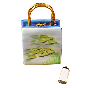 Rochard "Monet Bag with Bridge and Water Lily with Removable Paint Tube" Limoges Box