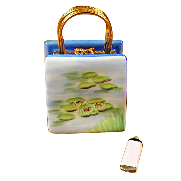 Load image into Gallery viewer, Rochard &quot;Monet Bag with Bridge and Water Lily with Removable Paint Tube&quot; Limoges Box
