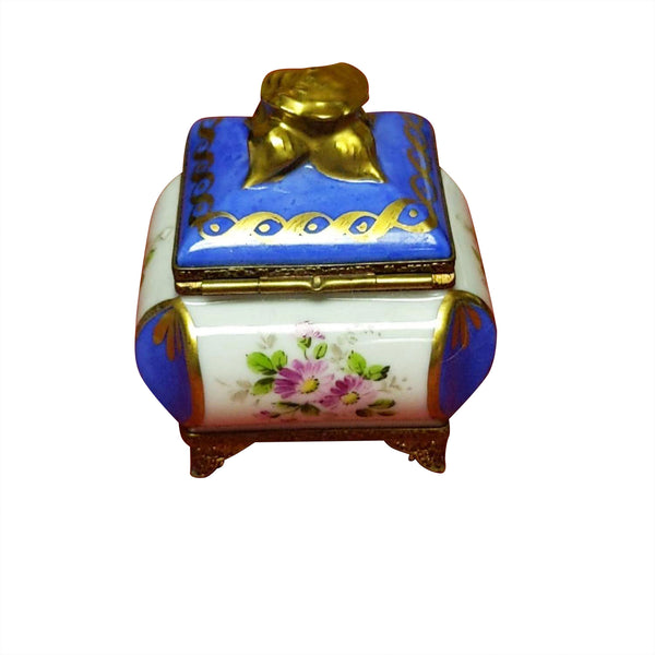 Load image into Gallery viewer, Blue &amp; White Box with Perfume Bottles Limoges Box
