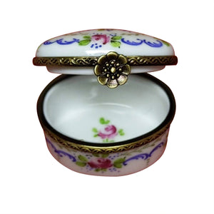 Oval with Flowers & Blue Etching Limoges Box